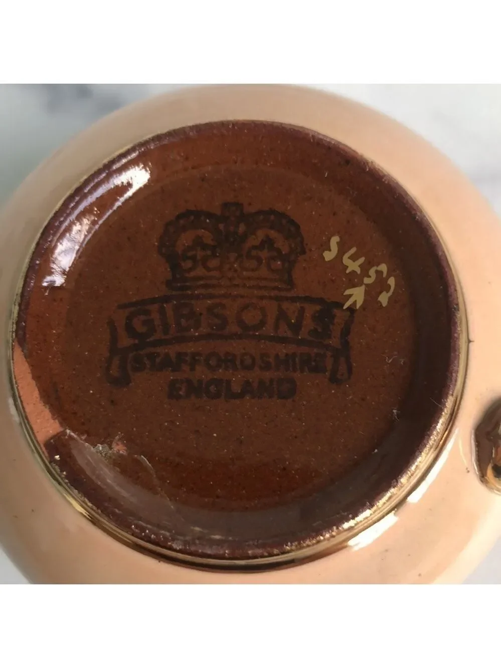 Rare Vintage Gibsons Staffordshire England Pink and Gold Creamer